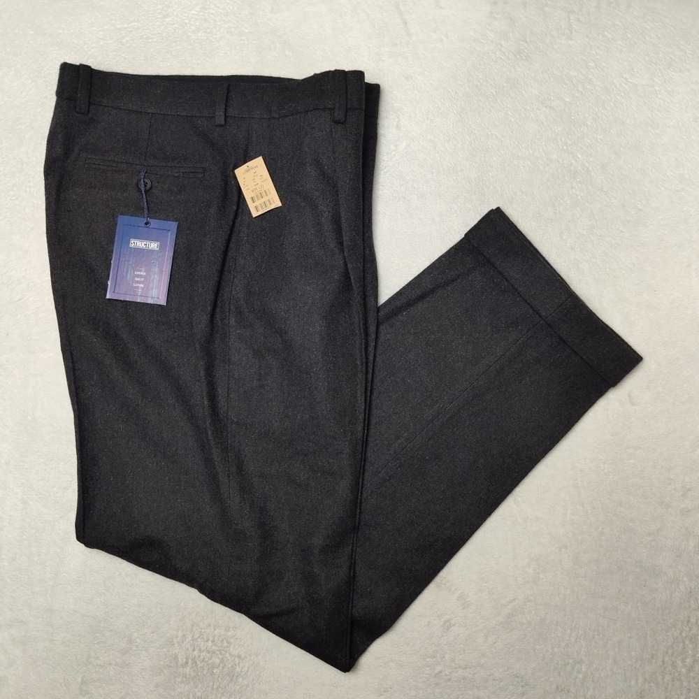 Structure Pants Mens 34x32 Gray Wool Polyester Pleated Dress Slacks Suit Work